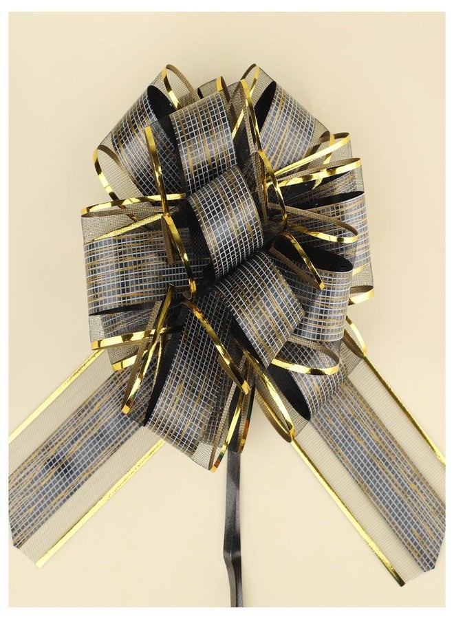 Motroce 50Pcs 6 Inch Large Pull Bow Gift Wrapping Bows, Gold Ribbon Bow for Gift Wrapping, Wedding, Christmas, Valentine's Day Present Decoration Bow(Classic Black - Image 1