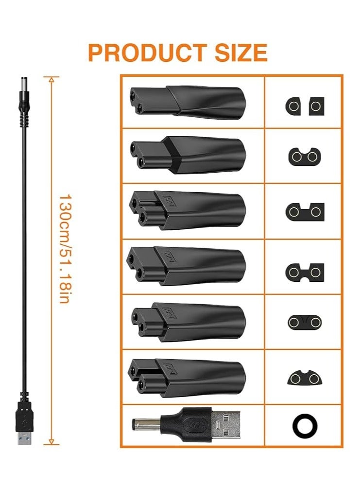 شاحن ماكينة حلاقة USB 5 فولت، 8 قطع، شاحن عالمي لتشذيب اللحية متوافق مع نوريلكو اكواتيك، ارسيتيك، ريمنجتون، براون، فيليبس مالتي جروم/نوريلكو - Image 2