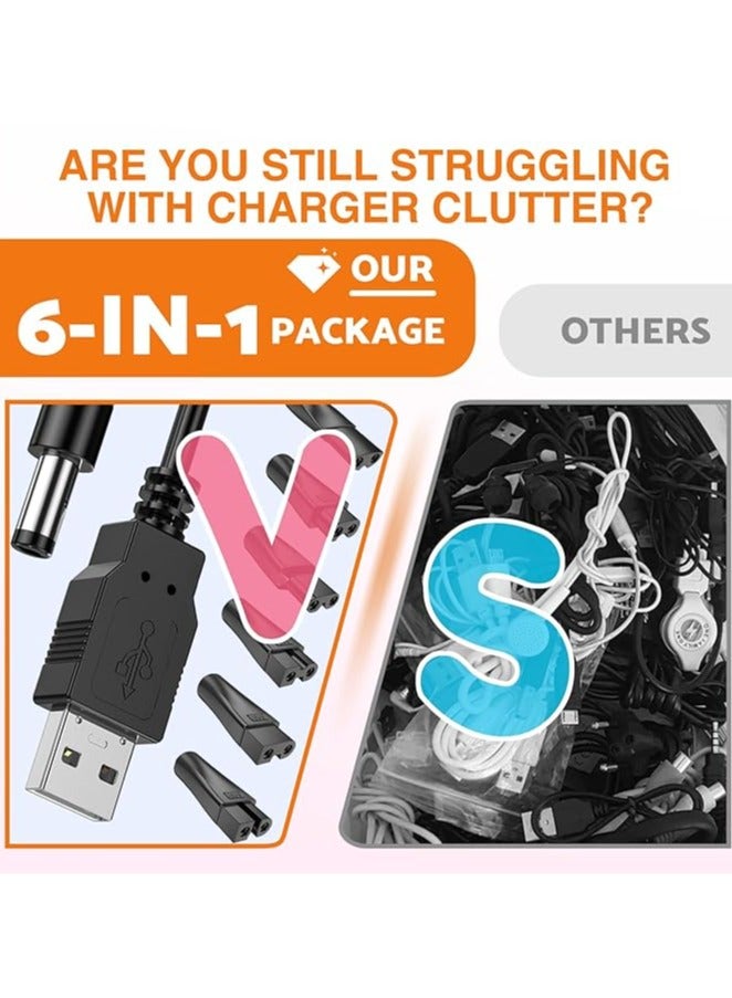 شاحن ماكينة حلاقة USB 5 فولت، 8 قطع، شاحن عالمي لتشذيب اللحية متوافق مع نوريلكو اكواتيك، ارسيتيك، ريمنجتون، براون، فيليبس مالتي جروم/نوريلكو - Image 4