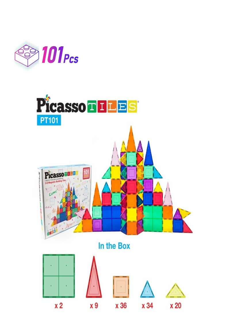 PicassoTiles PICASSO - 3D CLASSIC 101 PIECE MAGNETIC BUILDING BLOCK PLAYSET - Image 1