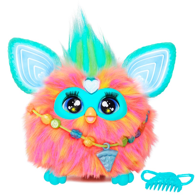 Furby Coral, 15 Fashion Accessories, Interactive Plush Toys for 6 Year Old Girls & Boys & Up, Voice Activated Animatronic - Image 1