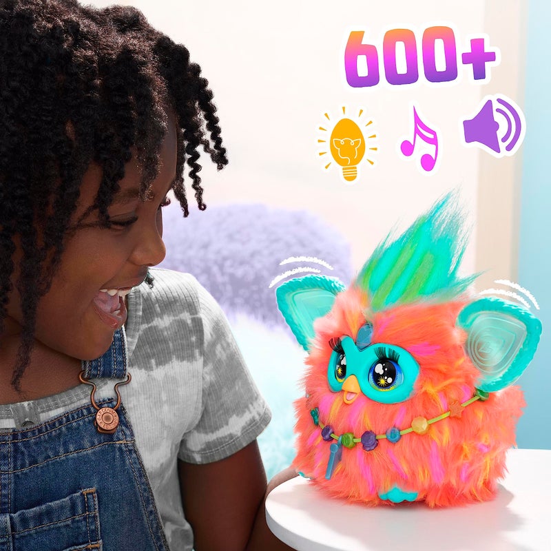 Furby Coral, 15 Fashion Accessories, Interactive Plush Toys for 6 Year Old Girls & Boys & Up, Voice Activated Animatronic - Image 4