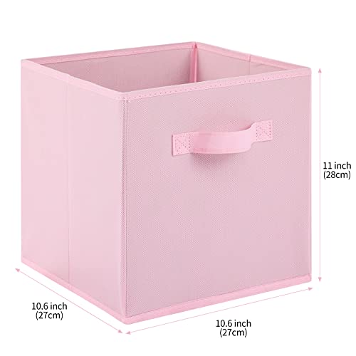 Stero Fabric Storage Bins 6 Pack Fun Colored Durable Storage Cubes with Handles Foldable Cube Baskets for Home, Kids Room, Closet and Toys Organization Pink - Image 2
