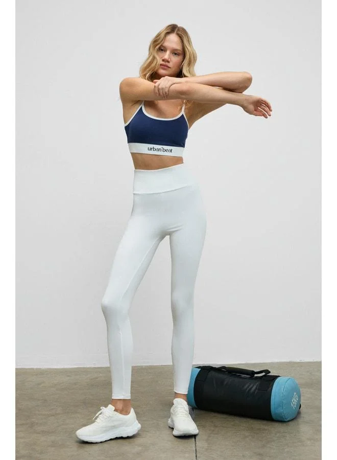 URBAN BEAT VYNEORA Women's Stretchy and Soft-Textured Ecru Leggings.