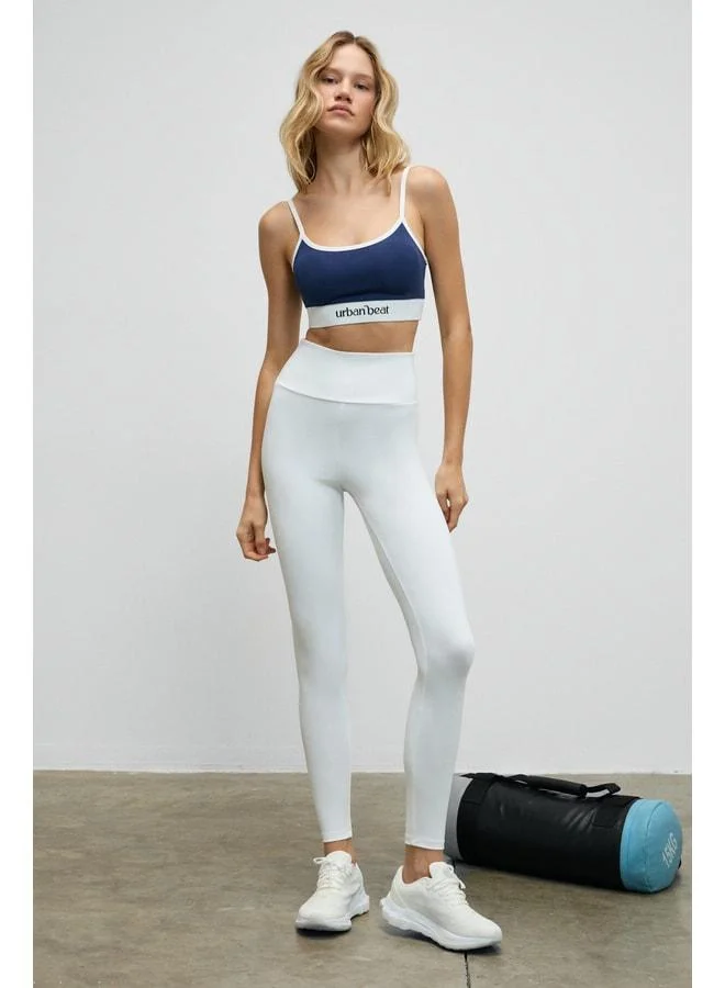 URBAN BEAT VYNEORA Women's Stretchy and Soft-Textured Ecru Leggings.