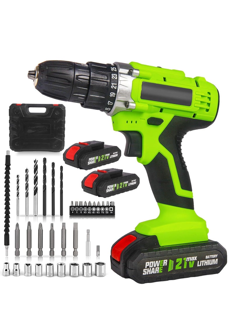21V Cordless Drill, Power Drill Set with 2 Batteries and Charger, Multifunctional Rechargeable Handheld Electric Screwdriver Electric Drill Drivers Built-in LED, with 2-Speed, 25 Torque Setting - pzsku/Z13C91700646E1331D00EZ/45/_/1702541956/e9a8304b-0241-4358-884a-2dacbe4d4ee0