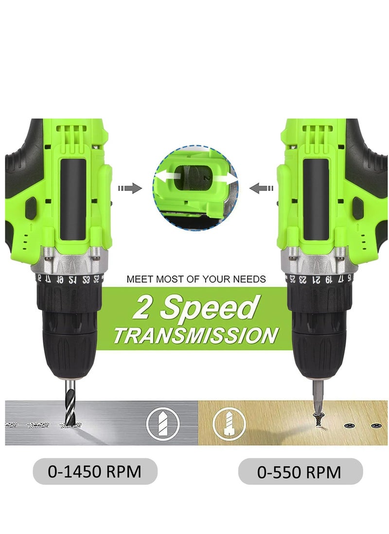 21V Cordless Drill, Power Drill Set with 2 Batteries and Charger, Multifunctional Rechargeable Handheld Electric Screwdriver Electric Drill Drivers Built-in LED, with 2-Speed, 25 Torque Setting - pzsku/Z13C91700646E1331D00EZ/45/_/1702541958/270a5417-1441-42d9-8cab-61d259f93165