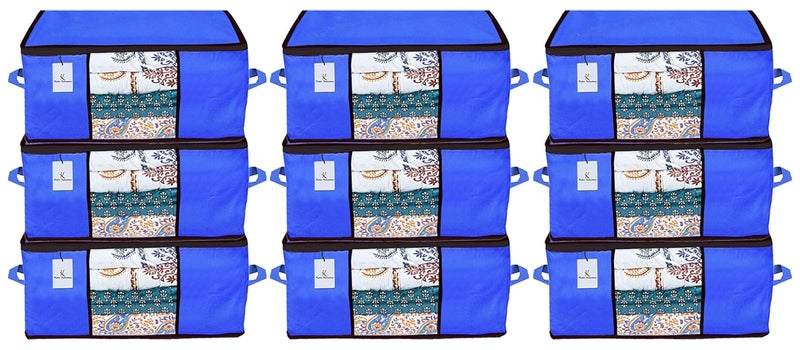 Kuber Industries Kuber Industries Underbed Storage Bag Storage Organiser Blanket Cover Set of 9 Royal Blue Extra Large Size  - Image 1
