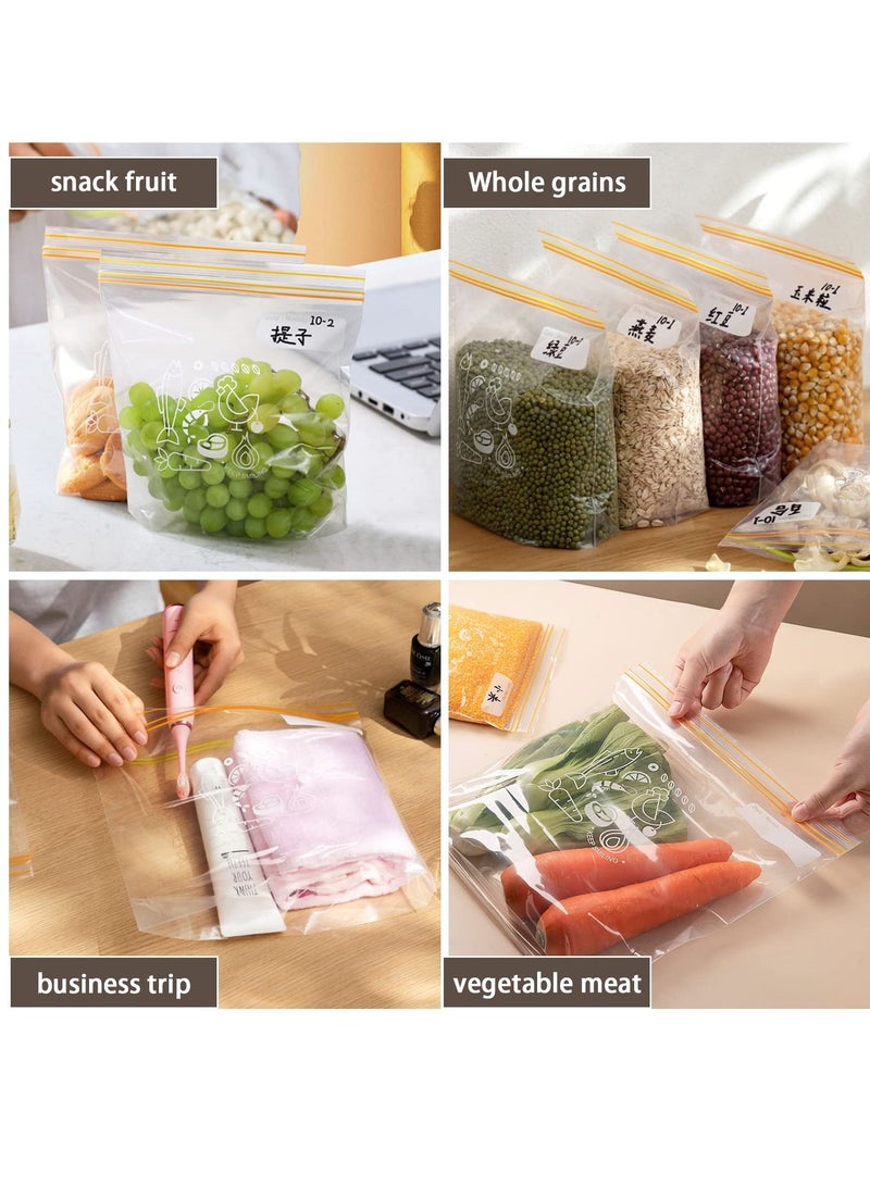 SYOSI Storage Bags Reusable Ziplock, Clear Freezer Bag Stand Up Food Storage Bag Leakproof Sealed Sandwich Bags Markable Date Microwaveable Grip Sealing Bag for Vegetable Fruit Juice Clothes, 50Pcs 18x20cm  - Image 2