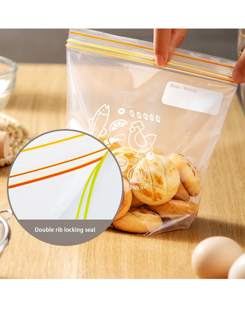 SYOSI Storage Bags Reusable Ziplock, Clear Freezer Bag Stand Up Food Storage Bag Leakproof Sealed Sandwich Bags Markable Date Microwaveable Grip Sealing Bag for Vegetable Fruit Juice Clothes, 50Pcs 18x20cm  - Image 4