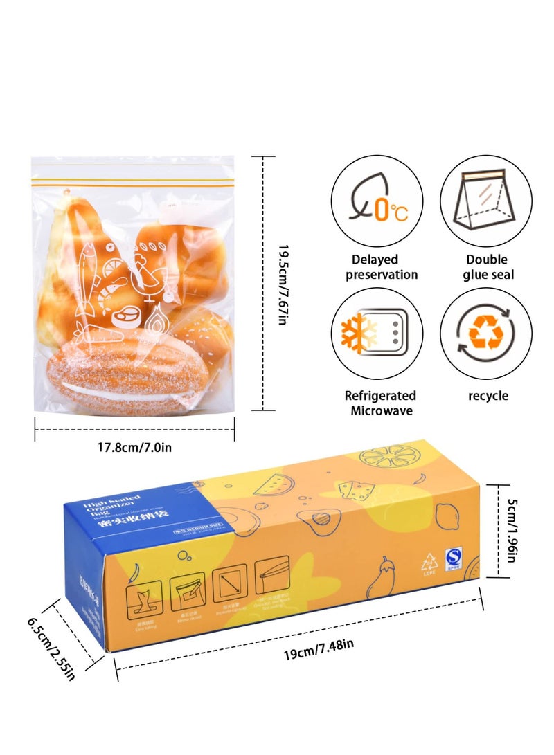 SYOSI Storage Bags Reusable Ziplock, Clear Freezer Bag Stand Up Food Storage Bag Leakproof Sealed Sandwich Bags Markable Date Microwaveable Grip Sealing Bag for Vegetable Fruit Juice Clothes, 50Pcs 18x20cm  - Image 5