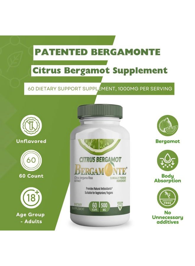 Logic Nutra مكمل البرغموت الحمضي (Citrus Bergamia) 1,000 ملغ لكل حصة (2) 60 كبسولة نباتية - برغمونتي المسجلة - Image 2