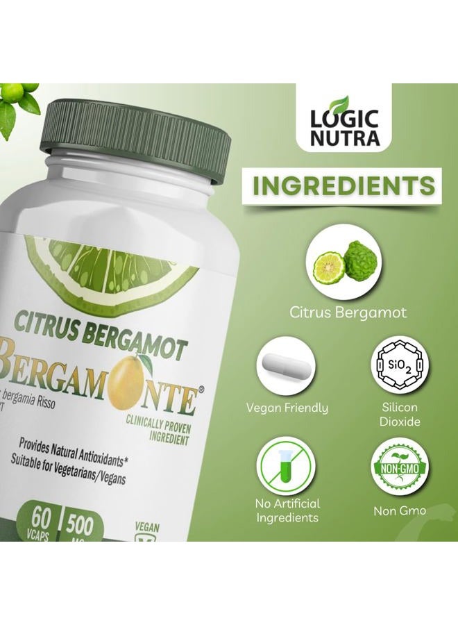 Logic Nutra مكمل البرغموت الحمضي (Citrus Bergamia) 1,000 ملغ لكل حصة (2) 60 كبسولة نباتية - برغمونتي المسجلة - Image 5