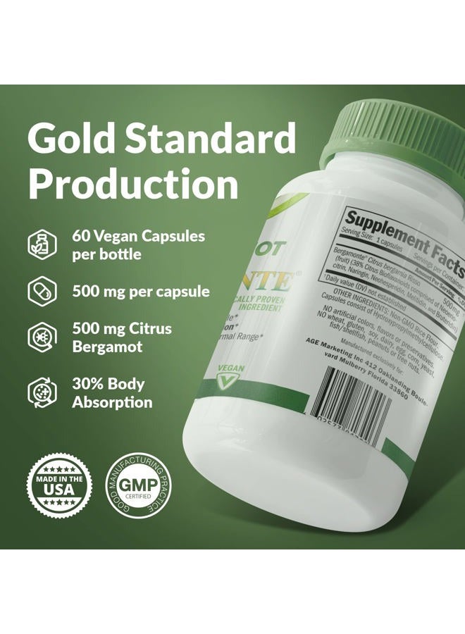 Logic Nutra مكمل البرغموت الحمضي (Citrus Bergamia) 1,000 ملغ لكل حصة (2) 60 كبسولة نباتية - برغمونتي المسجلة - Image 4