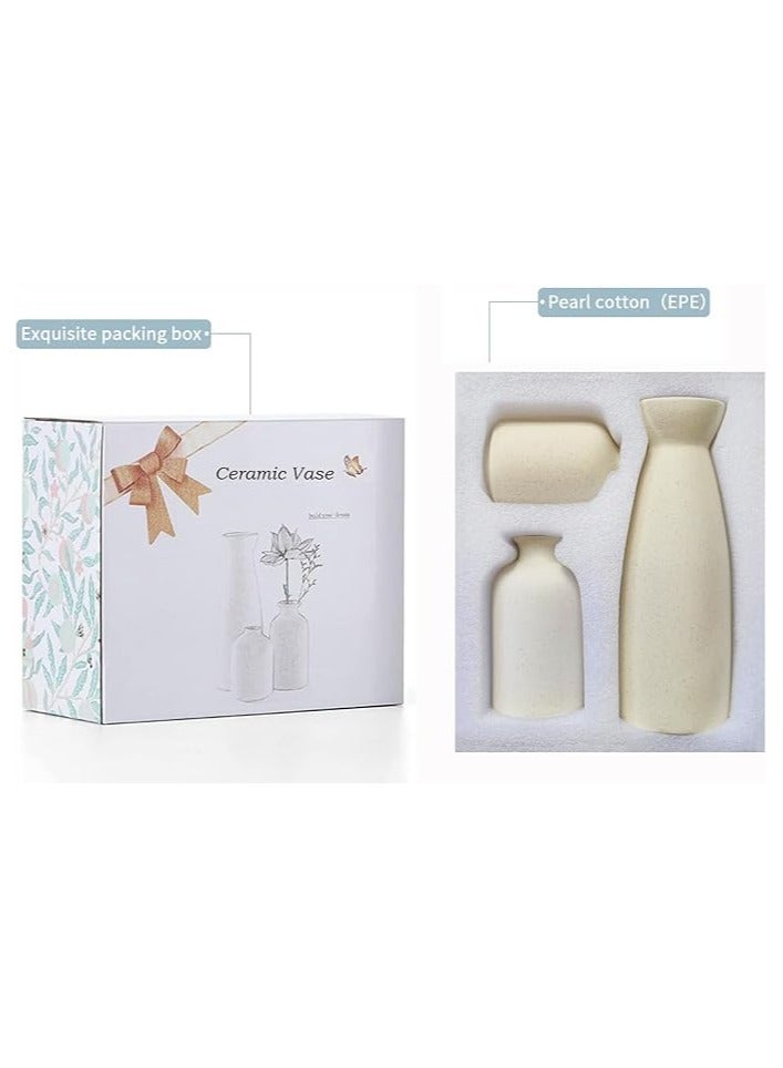 عام طقم مزهرية سيراميك بيج مبدع طقم 3 مزهريات زهور صغيرة للديكور مزهرية زهور صغيرة للديكور زهرية زهور عشب بامباس مزهرية زهور زهور الورود تناسب ديكور غرفة المعيشة والمكتب ديكور مكتب المكتب ديكور رف الديكور المركزي - Image 4