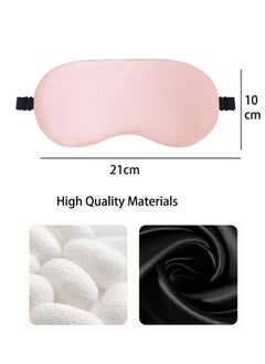 Ant 2 PCS Soft Silk Sleep Eye Mask with Adjustable Strap, Comfortable Organic Mulberry Silk Blindfold, Blocks Light Reduces Puffy Eye-Mask(Black+ Pink)  - Image 3