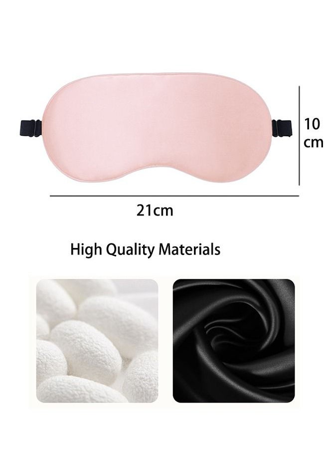 Ant 2 PCS Soft Silk Sleep Eye Mask with Adjustable Strap, Comfortable Organic Mulberry Silk Blindfold, Blocks Light Reduces Puffy Eye-Mask(Black+ Pink)  - Image 3