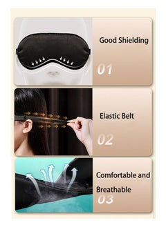 Ant 2 PCS Soft Silk Sleep Eye Mask with Adjustable Strap, Comfortable Organic Mulberry Silk Blindfold, Blocks Light Reduces Puffy Eye-Mask(Black+ Pink)  - Image 5