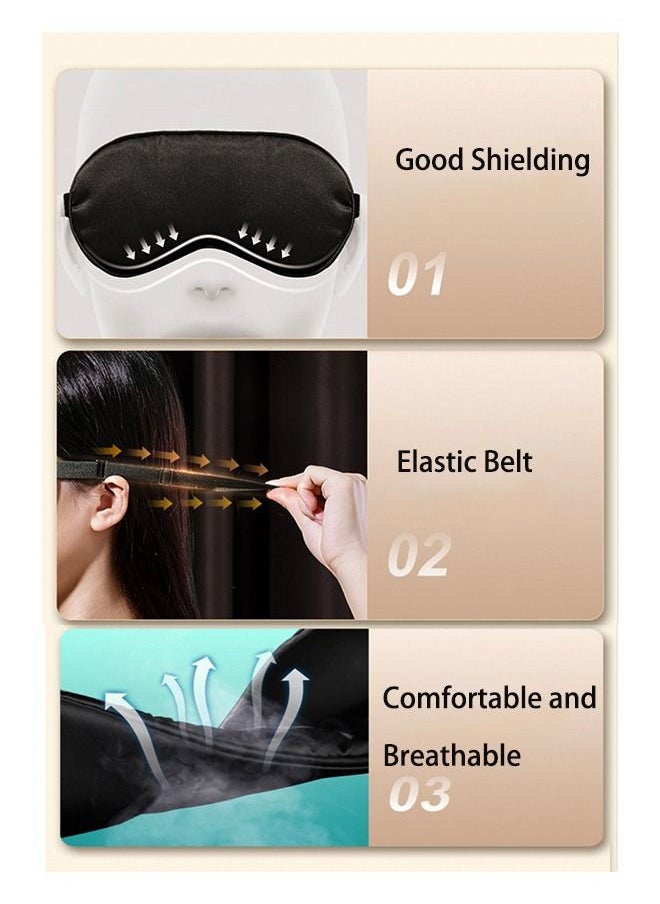 Ant 2 PCS Soft Silk Sleep Eye Mask with Adjustable Strap, Comfortable Organic Mulberry Silk Blindfold, Blocks Light Reduces Puffy Eye-Mask(Black+ Pink)  - Image 5