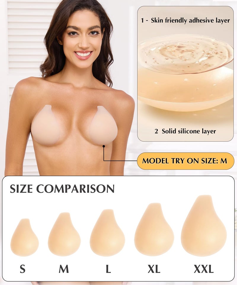 Bontierie Nipple Covers Sticky Push up Bra Added Lift Seamless Ultra-Thin Pasties Women Adhesive Bras - Image 5