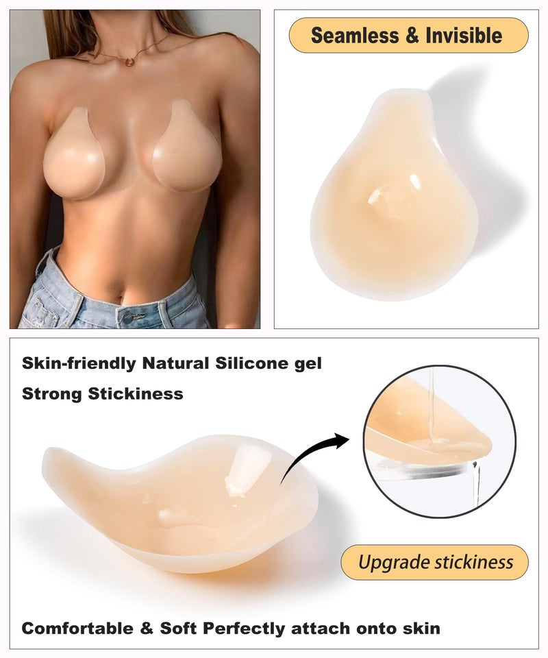 Bontierie Nipple Covers Sticky Push up Bra Added Lift Seamless Ultra-Thin Pasties Women Adhesive Bras - Image 2