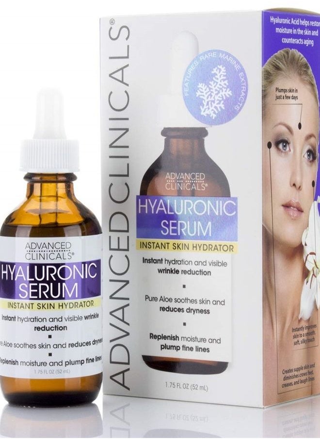 Advanced Clinicals - Hyaluronic Acid Face Serum Skin Care Facial Moisturizer To Restore Skin, Anti Aging Serum For Face, Wrinkles, Dark Spots, Fine Lines, & Dry Skin, 1.75 Fl Oz - Image 1