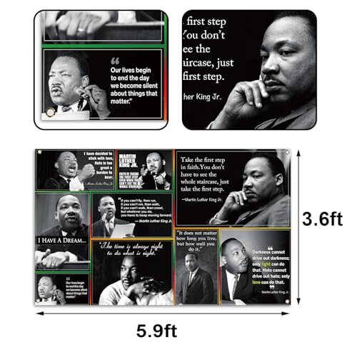 Buxiuer Martin Luther King Jr. Photo Booth Backdrop MLK Day Quotes Decorations Black History Month School Classroom Bulletin Board Banner Decor (5.9×3.6ft) - Image 2