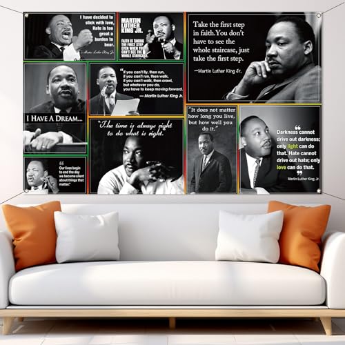 Buxiuer Martin Luther King Jr. Photo Booth Backdrop MLK Day Quotes Decorations Black History Month School Classroom Bulletin Board Banner Decor (5.9×3.6ft) - Image 3