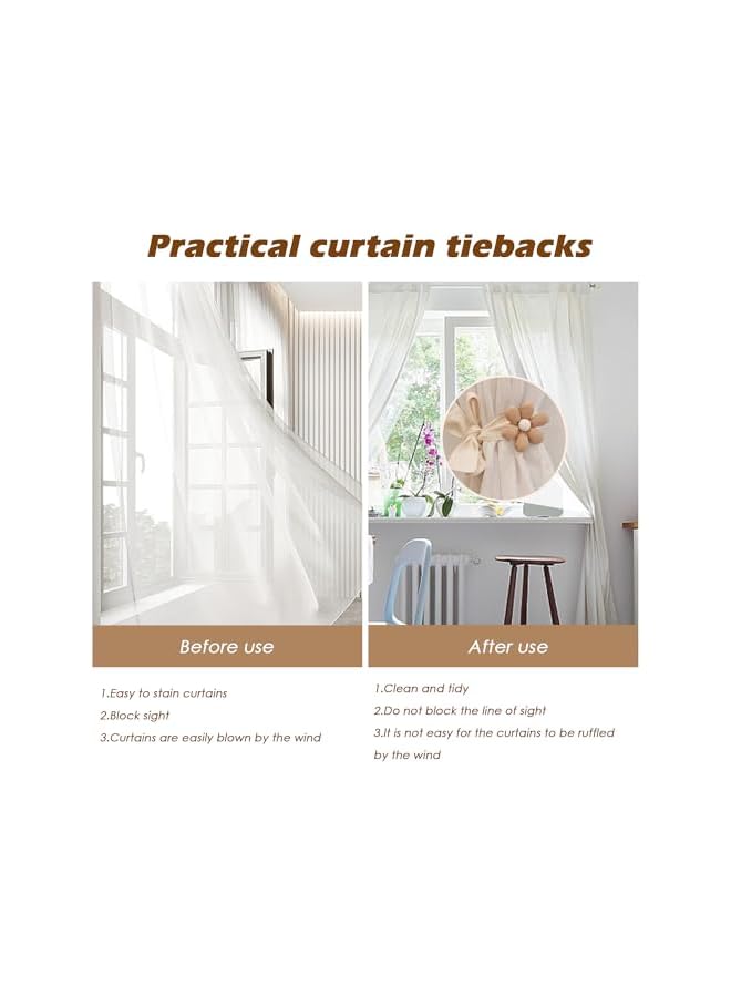 The Bros رباطات الستائر، رباطات ستائر زهور بوهيمية، ديكور غرفة نوم بوهيمي - Image 5