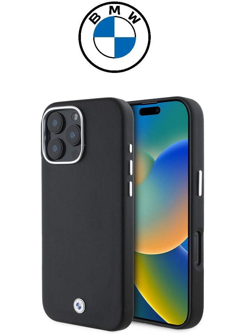CG MOBILE iPhone 16 Pro Case, strong leather cover with the (BMW) logo, shock-resistant, with an original French design and approved by the German brand (BMW).  - Image 1