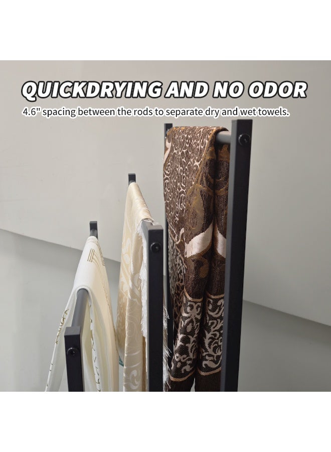 Freestanding Bathroom Towel Rack, 3-Tier Widened Towel Holder Towel Drying Rack, Durable Metal Towel Hanger Blanket Rack, Extra Large Towel Stand, Anti-Rust Drying Stand, Bath Towel Display Rack for Large Bath Towels & Blankets, Towel Drying Rack, Bathroom Accessories 86x44x21cm  - Image 5