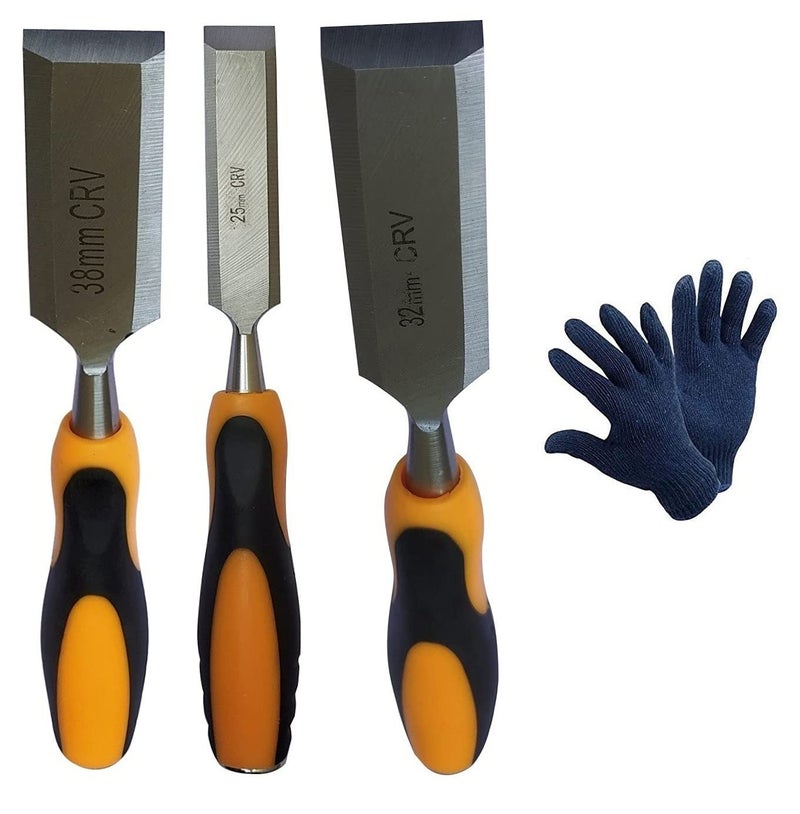 Inditrust 3 Pcs Wood Chisel Set with Striking Head and Comfortable Grip - Bevel Edge, Chromium-Vanadium Steel Blades, 25MM, 32MM, 38MM - Image 5
