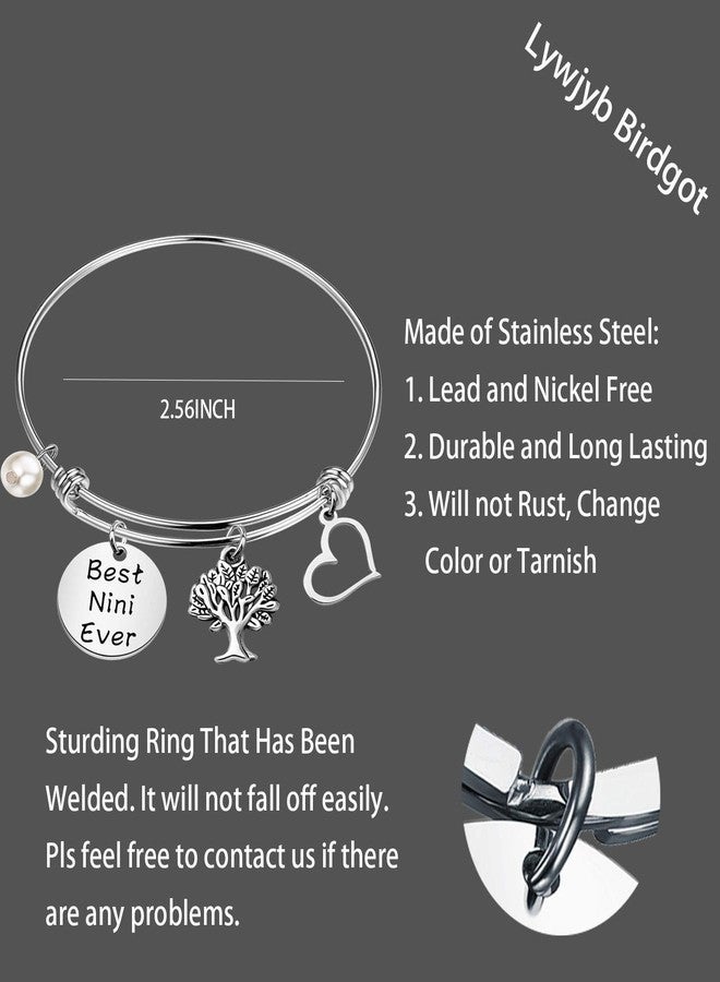 Lywjyb Birdgot Best Nini Ever Gift Best Nini Ever Bracelet Gift Best Nini Ever Funny Mother's Day Gift Best Nini Ever Christmas Gift (Nini br) - Image 2