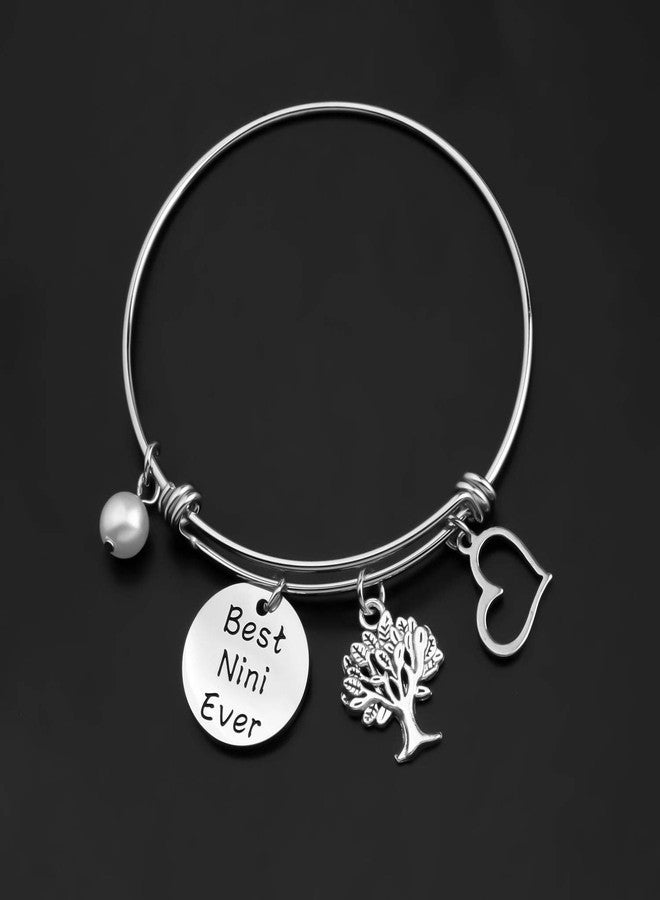 Lywjyb Birdgot Best Nini Ever Gift Best Nini Ever Bracelet Gift Best Nini Ever Funny Mother's Day Gift Best Nini Ever Christmas Gift (Nini br) - Image 3