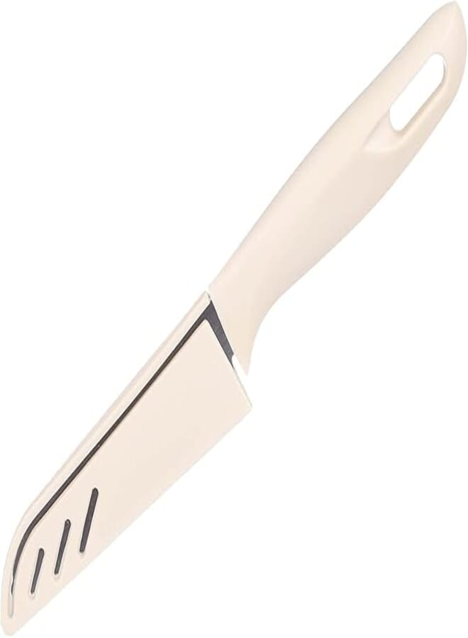 Stainless Steel Fruit Knife with Plastic Hand and Cover - Beige