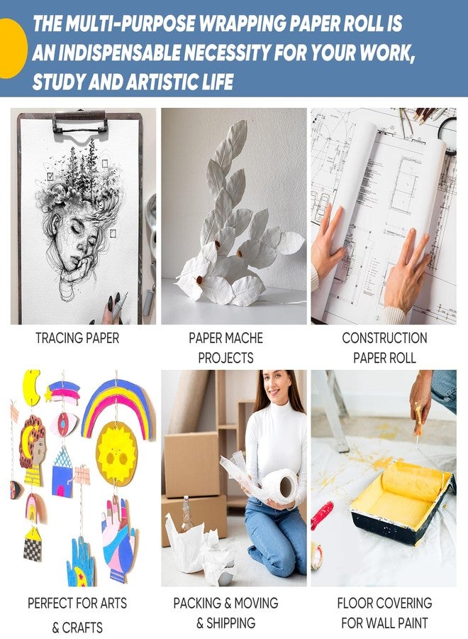 Donyang Art Easel Paper Roll for Crafts, Drawing & Painting, 17.75"x1200" (100') White Gift Wrapping Paper, Craft Kraft Bulletin Board Paper, Art Supplies for Kids Adults Teens, Perfect for Valentine's Day - Image 4