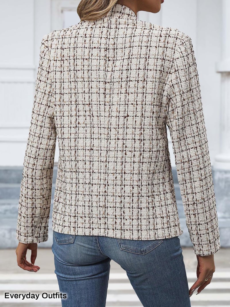 Mina Self Spring Jackets for Women 2026 Lightweight Light Business Casual Cute Fashion Trendy Sweatshirt Plaid Blazers Women's Clearance Cardigan Work Professional Womens Jacket Suit Suits - Image 5