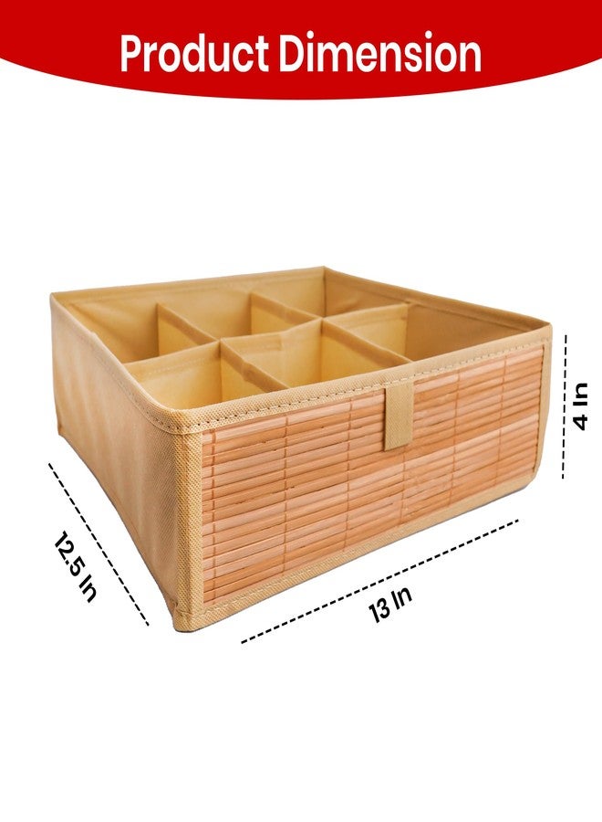 PRIME PICK Inner Care Storage Organizer Box Foldable Cloth Innerwear Socks Organizer Lid Covered Breathable Fabric Wardrobe Drawer Closet Clothes Storage Container Easy Carry Handles Beige Pack of 2 - Image 3