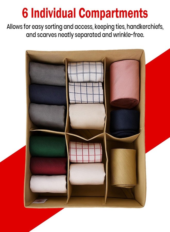 PRIME PICK Inner Care Storage Organizer Box Foldable Cloth Innerwear Socks Organizer Lid Covered Breathable Fabric Wardrobe Drawer Closet Clothes Storage Container Easy Carry Handles Beige Pack of 2 - Image 2