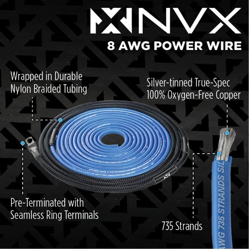 NVX True 8 Gauge AWG 100% OFC Complete Amplifier Wiring Kit with 2-Channel RCA Cable - XKIT82 - Image 2