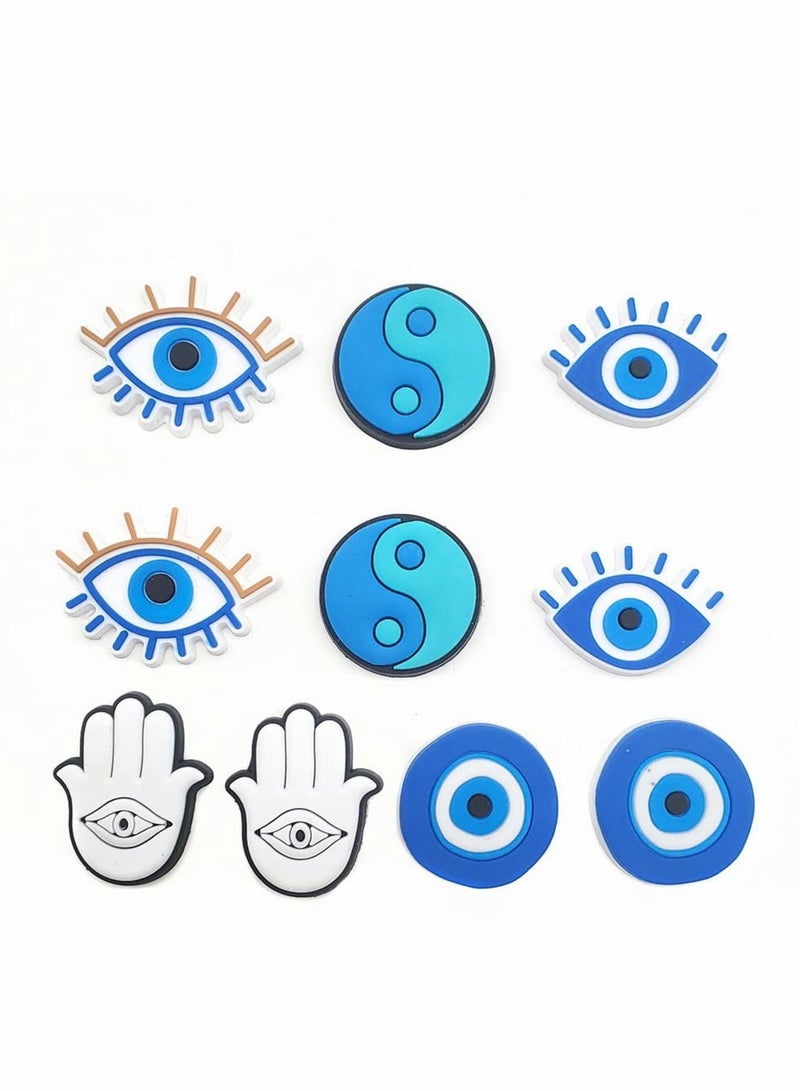 10 PCS Evil Eye Shoe Charms Women for Girls Pack Anime Pins Shoes Designer Clog Sandals Bracelet Wristband Decoration - Image 4