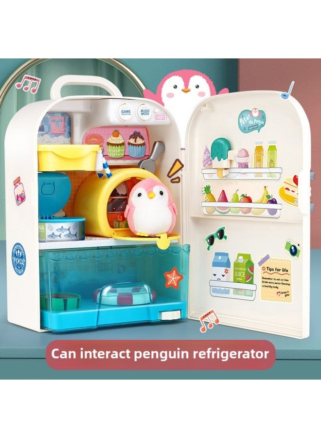 Children's Adorable Penguin Refrigerator Light Musicology Talk Doll Puzzle Play House Toy Girl Birthday Gift-Color:Cute Pet Penguin Refrigerator  - Image 3