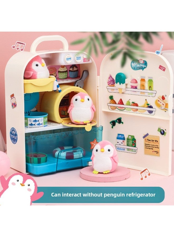 Children's Adorable Penguin Refrigerator Light Musicology Talk Doll Puzzle Play House Toy Girl Birthday Gift-Color:Cute Pet Penguin Refrigerator  - Image 4