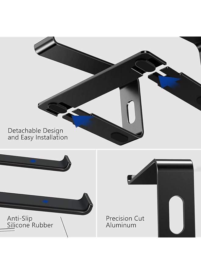 erorex Ls03 Aluminum Laptop Stand Ergonomic Detachable Computer Stand Riser Holder Notebook Stand Compatible With Air Pro Dell Hp Lenovo More 10 15.6 Inch Laptops Black  - Image 5