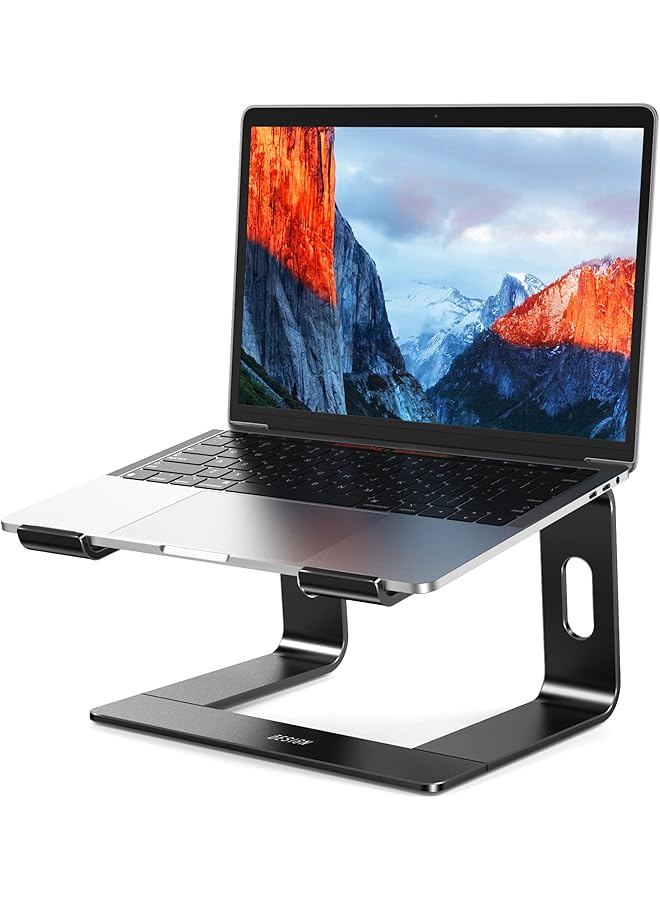 erorex Ls03 Aluminum Laptop Stand Ergonomic Detachable Computer Stand Riser Holder Notebook Stand Compatible With Air Pro Dell Hp Lenovo More 10 15.6 Inch Laptops Black  - Image 1