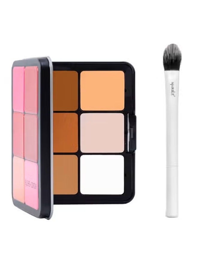 فلوروتشي علبة خافي عيوب البشرة وحمرة الخدود مع فرشاة مستحضرات تجميل للوجه M1 - Image 1