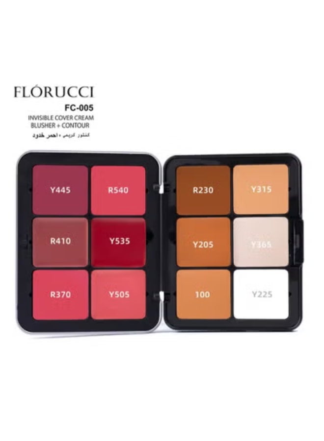 فلوروتشي علبة خافي عيوب البشرة وحمرة الخدود مع فرشاة مستحضرات تجميل للوجه M1 - Image 4