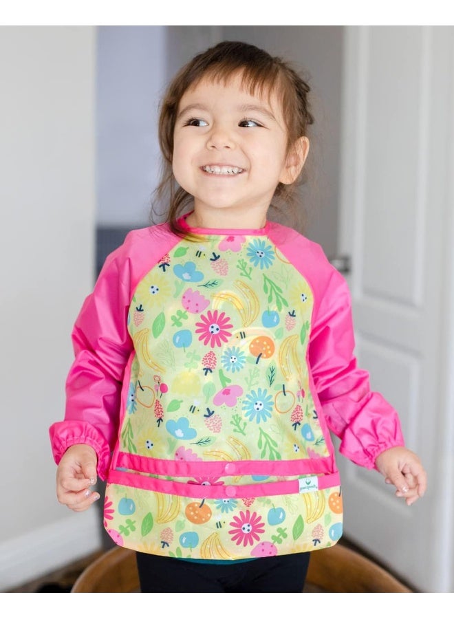 green sprouts Snap & Go Easy-wear Long Sleeve Bib 12-24mo Aqua Dinosaurs - Image 3