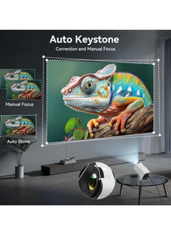 TIGER Mini Projector 4K, Native 1080P Smart Projector Built-in Android TV 11.0, with Wifi and Bluetooth, Auto Keystone 10000 Lumens, 180 Degree Rotation Short Throw Projector HY320 (White) - Best for Home Cinema, Gaming, Movies, and Outdoor Entertainment  - Image 3
