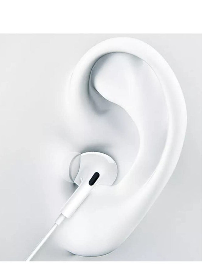 ELTRAZONE - Type-C Earphones with Wired Headset Panel Has Microphone And Volume Control Keys In Ear Wired Handsfree Heavy Bass Sound Quality Music Hi Fi Stereo Headsets For Huawei Phone & All Others (White) - Image 1